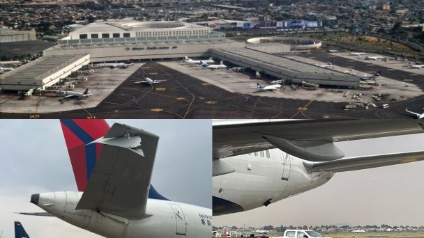 Chocan dos aviones en la pista del Aeropuerto Internacional de la Ciudad de México