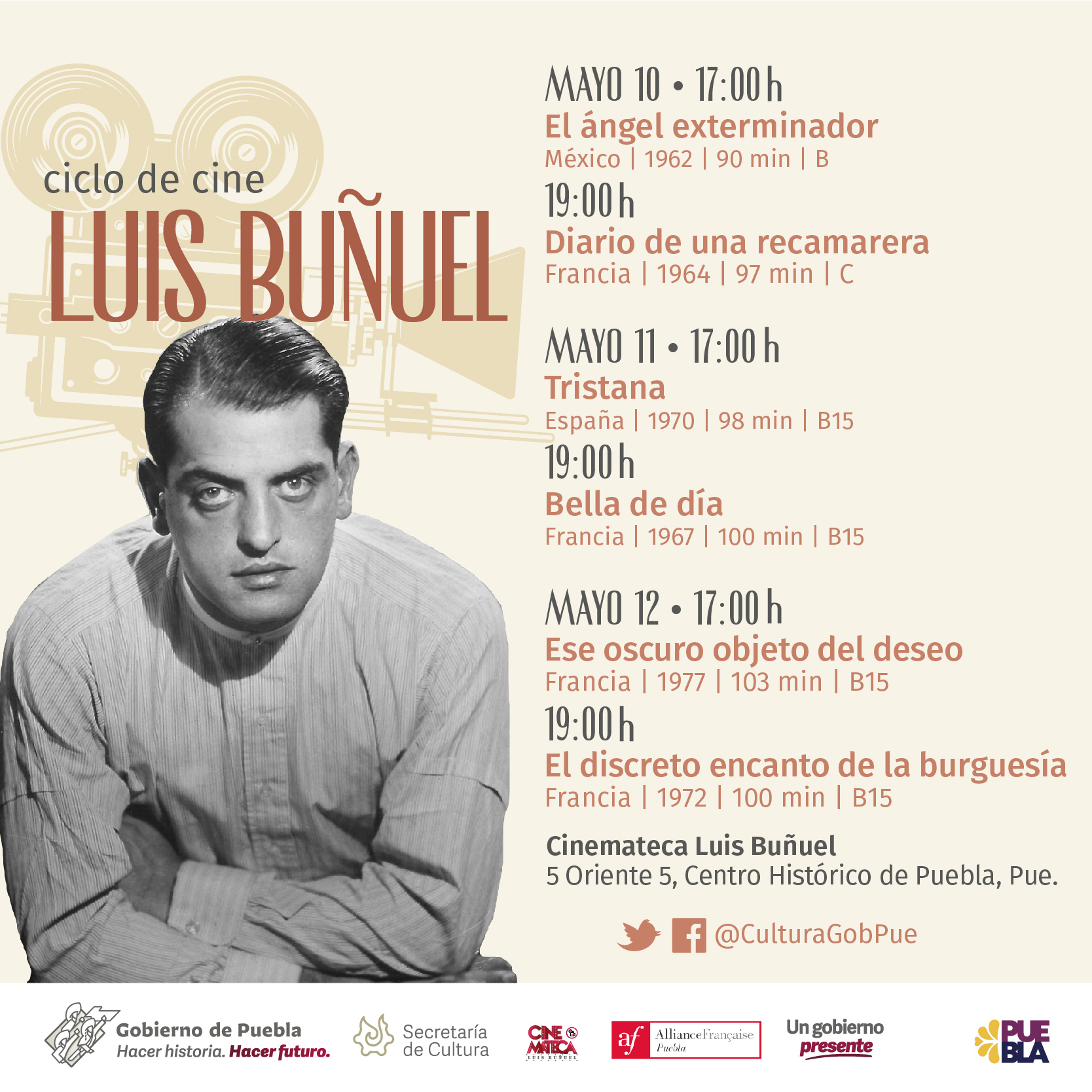 Programa gobierno estatal ciclo de cine del director Luis Buñuel