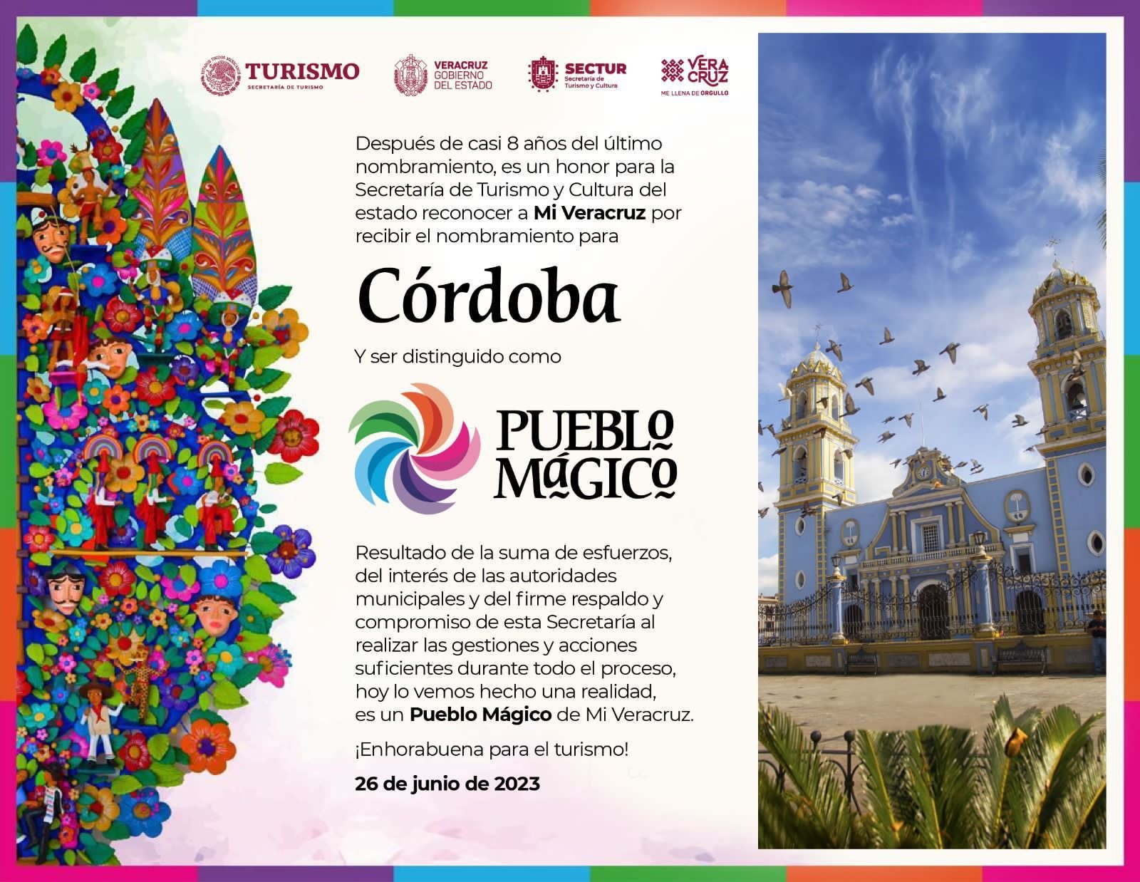 Tras casi 8 años de la última distinción para el estado, SECTUR anuncia que Veracruz recibe nombramientos de Pueblos Mágicos para Córdoba y NaolincoVeracruz se consolida como un referente turístico nacional e internacional al contar con 8 Pueblos Mágicos
