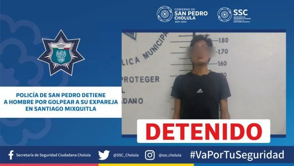 POLICÍA DE SAN PEDRO DETIENE A HOMBRE POR GOLPEAR A SU EXPAREJA EN SANTIAGO MIXQUITLA