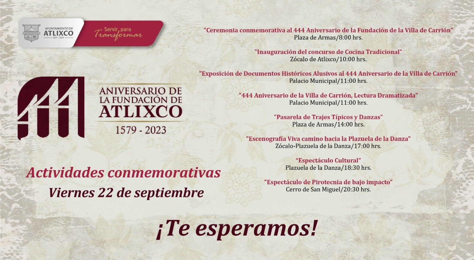ATLIXCO CUMPLE 444 AÑOS DE SU FUNDACIÓN COMO VILLA DE CARRIÓN