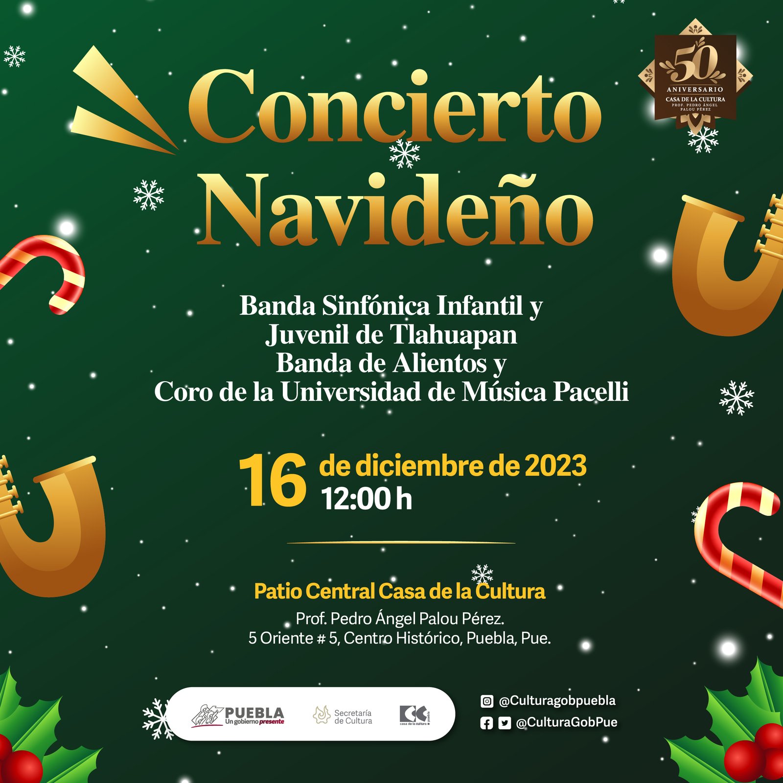Invita gobierno de Sergio Salomón a actividades decembrinas en Casa de la Cultura