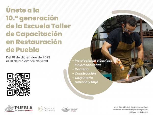 Invita gobierno estatal a inscribirse en la Escuela Taller de Capacitación en Restauración