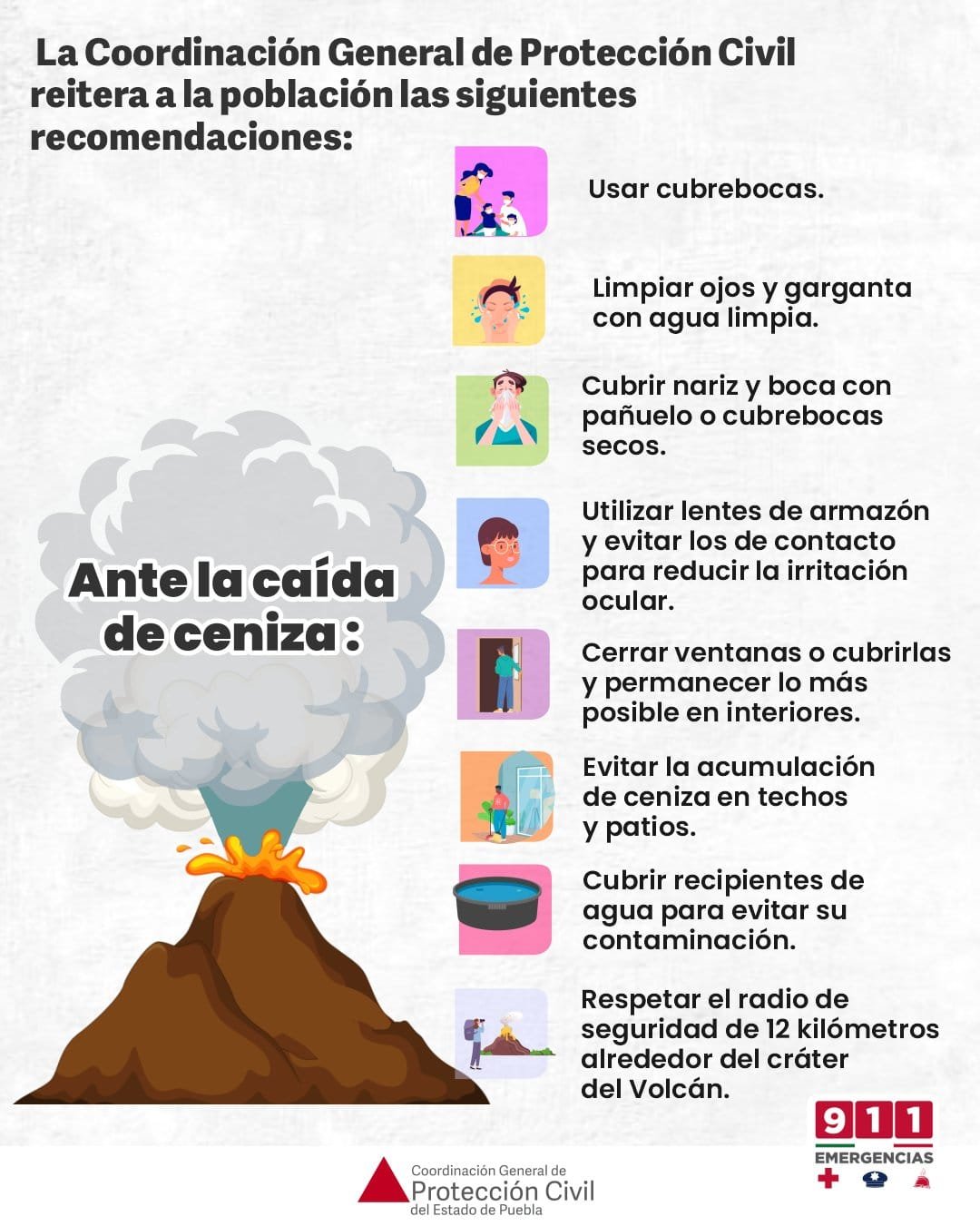 Municipios con presencia de caída de ceniza: