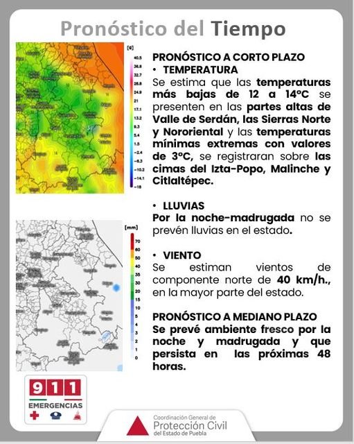 Ambiente fresco por la madrugada y mañana.
