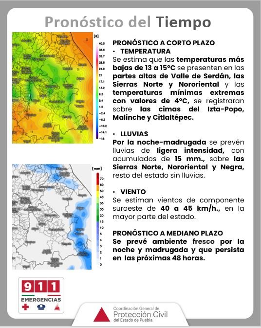 Ambiente fresco por la madrugada y mañana.