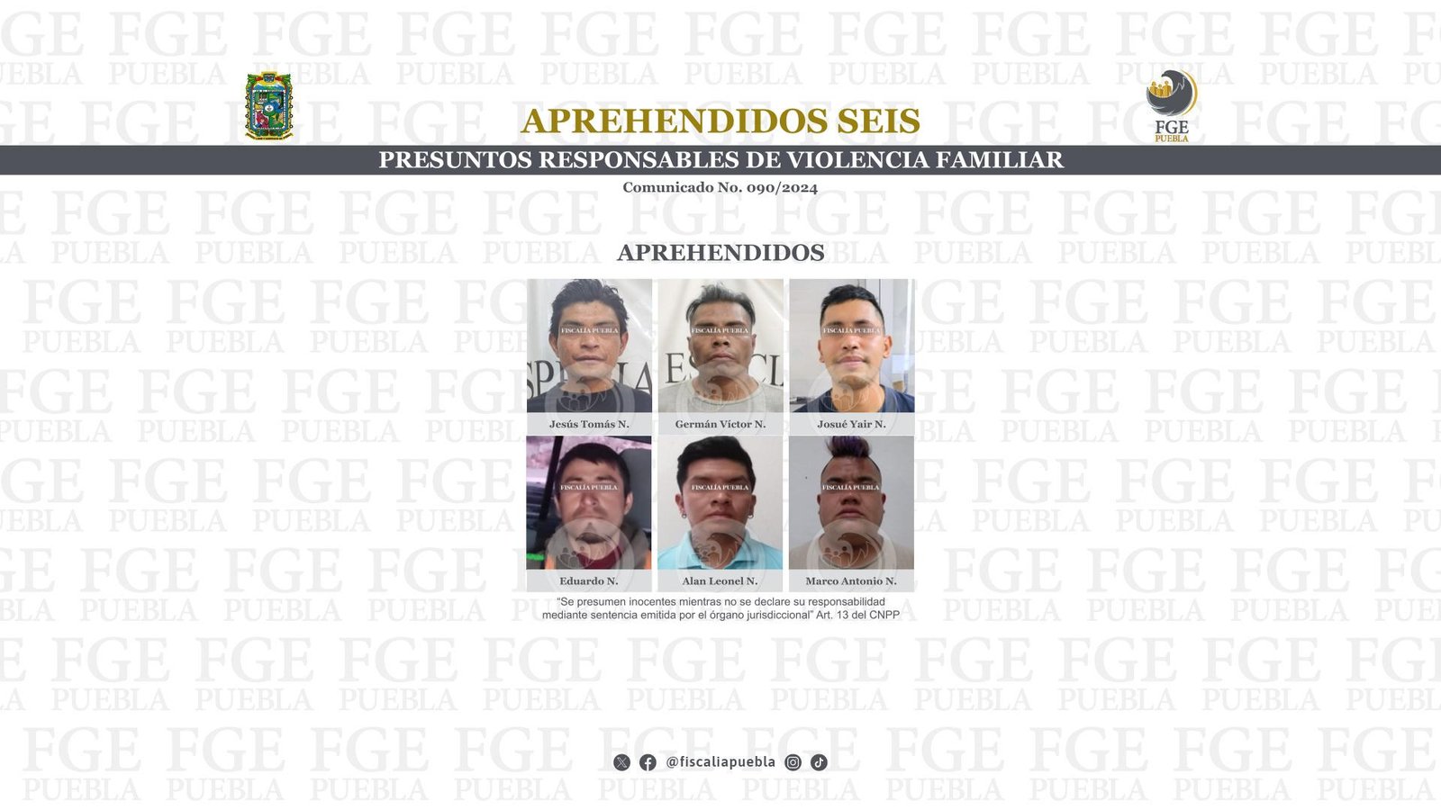 Aprehendidos seis presuntos responsables de violencia familiar