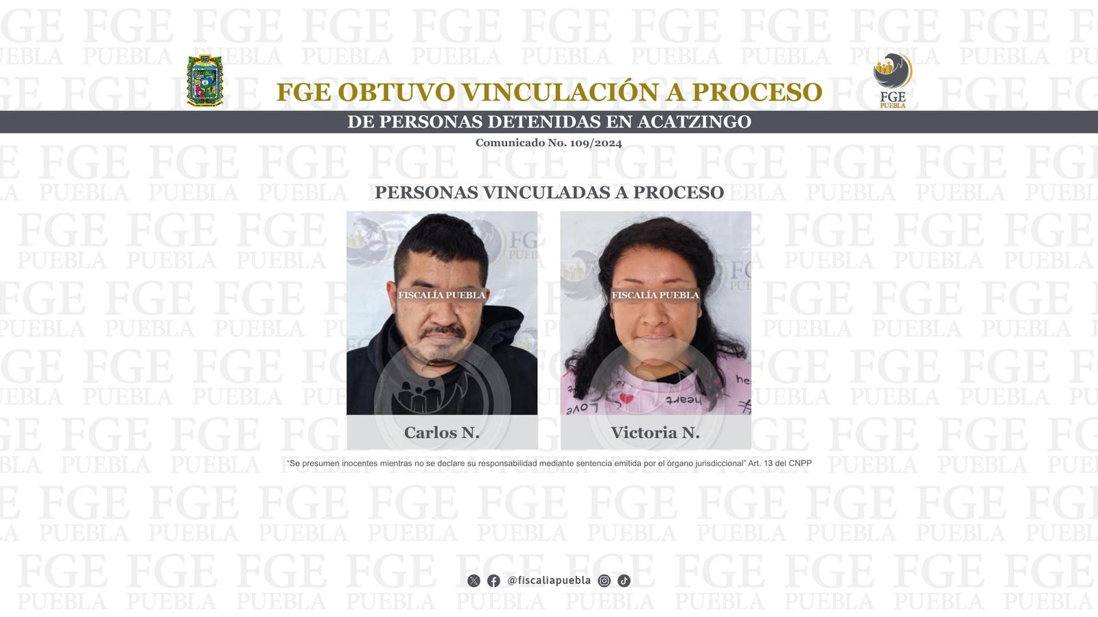 FGE obtuvo vinculación a proceso de personas detenidas en Acatzingo