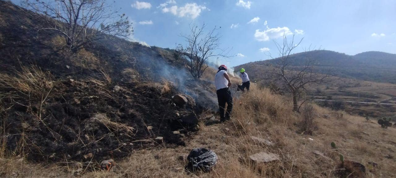 Ante el reporte de un incendio de pastizal en la carretera Azumiatla