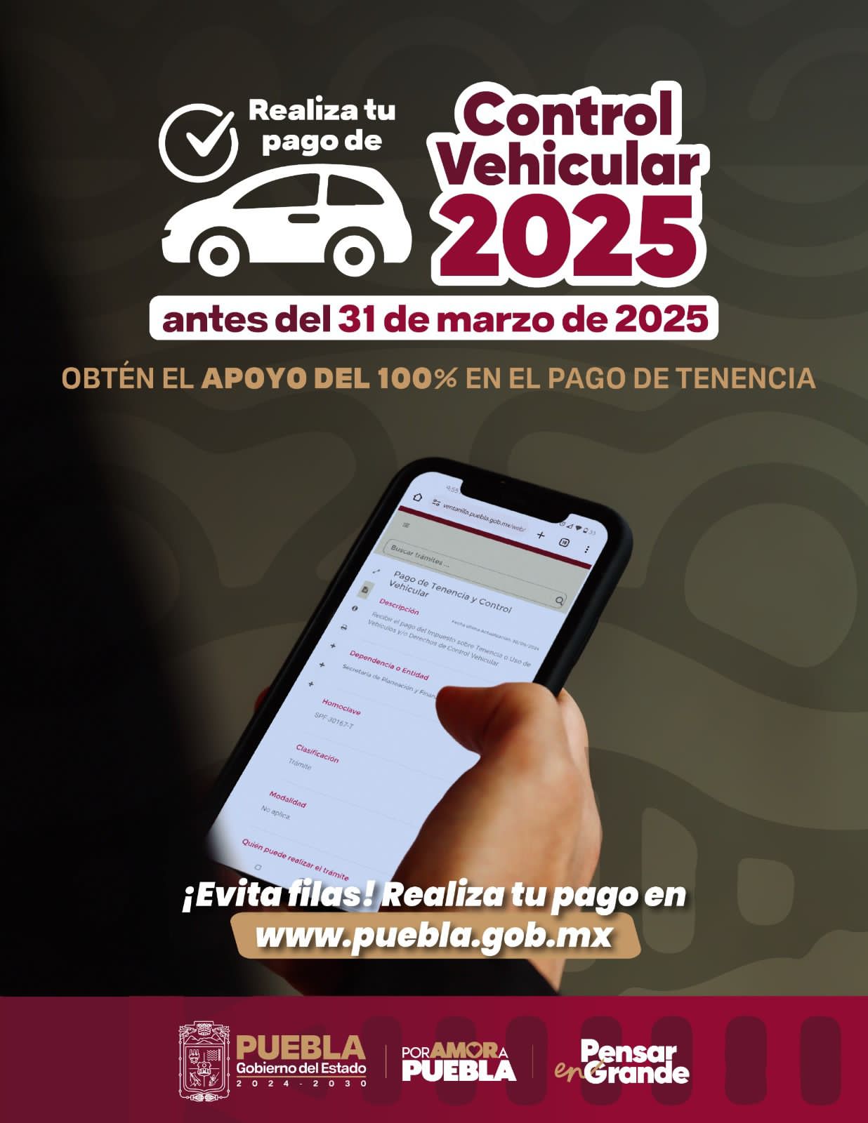 Este jueves 2 de enero da inicio el periodo para cumplir con el pago del Control Vehicular 2025.