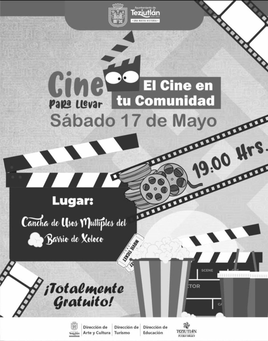 Este sábado 17 de mayo a las 7:00 p.m., te esperamos en la cancha del Barrio de #Xoloco para disfrutar de una función gratuita de #cine