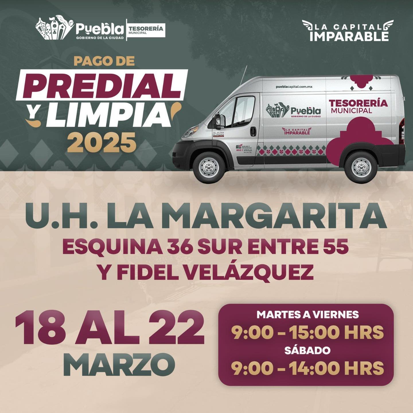 Realiza el pago de tu Predial y Limpia 2025 del 18 al 22 de marzo en la Unidad Móvil