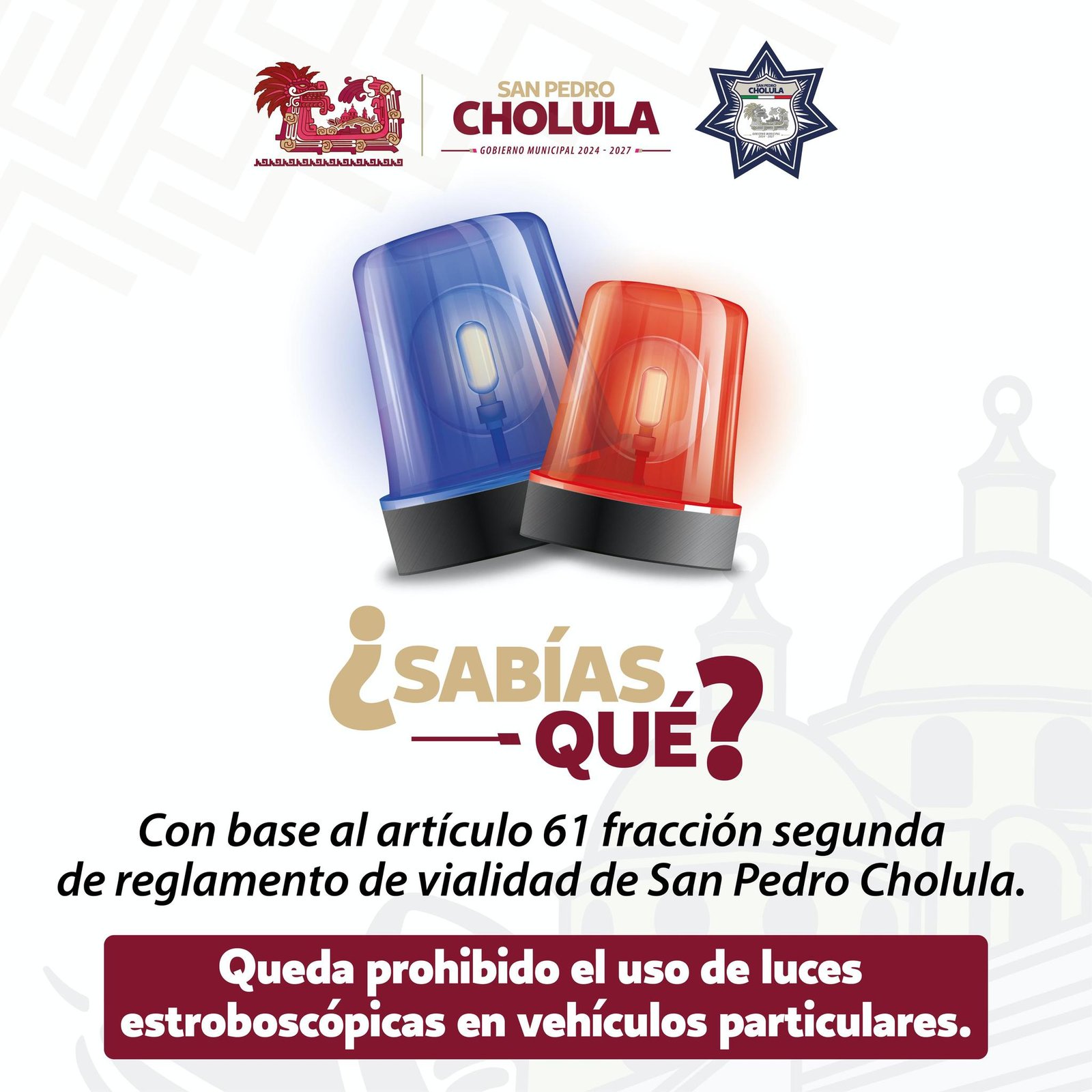 Las luces estroboscópicas son de uso exclusivo para unidades de emergencia como ambulancias, patrullas y bomberos