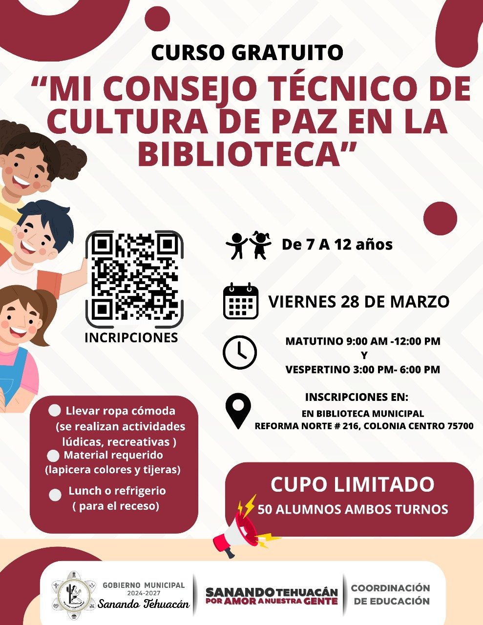 Curso Gratuito: “Mi Consejo Técnico de Cultura de Paz en la Biblioteca”