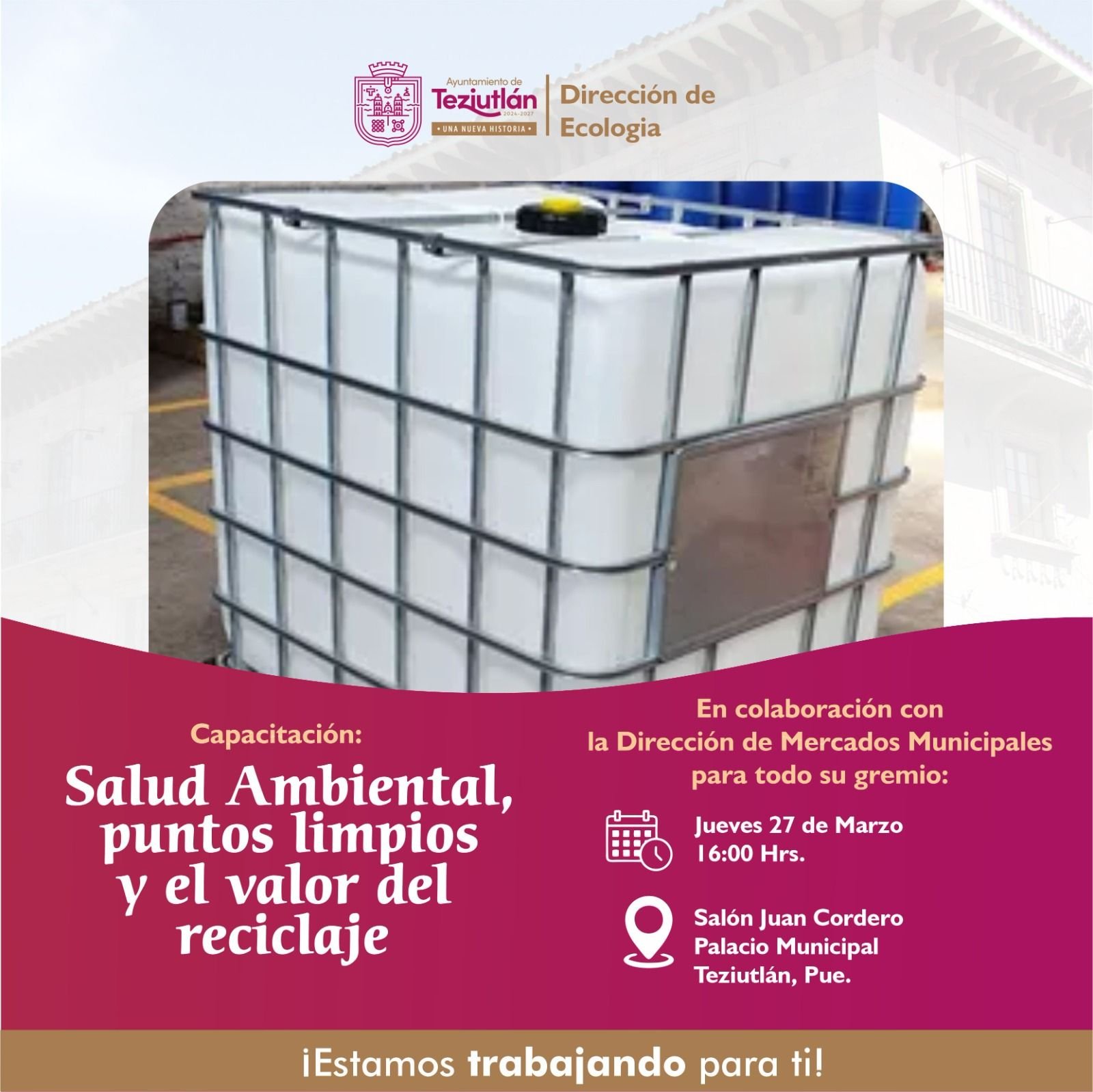 Efigenia Toledo, directora de Ecología y Cultura del Agua, anunció una importante capacitación dirigida a los prestadores de servicios de los diferentes mercados de la ciudad.